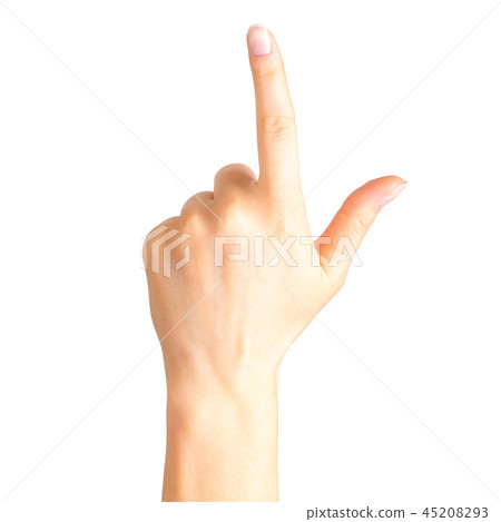 Woman hand with the index finger pointing up 45208293