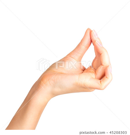 Woman hand showing picking up pose or holding 45208303