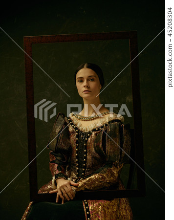 Portrait of a girl wearing a retro princess or countess dress 45208304