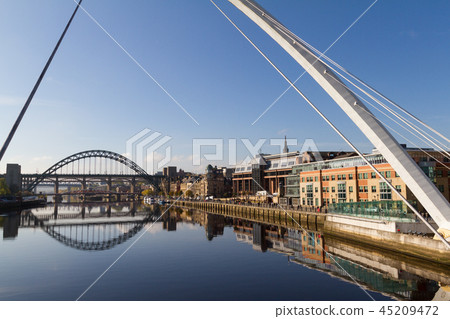 Newcastle Gateshead Quayside with Bridges in view 45209472