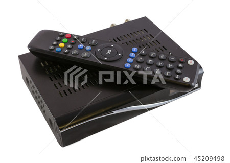 Remote and Receiver for Satellite TV on white  45209498