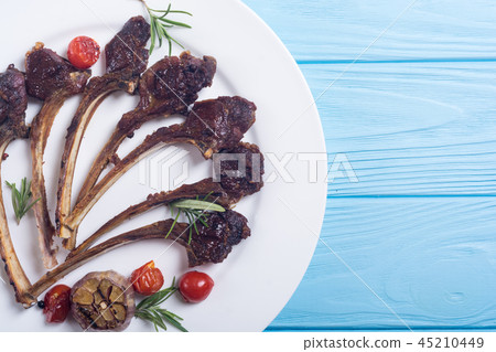 Grilled ribs or rack of lamb and ingridient Grilled ribs or rack of lamb and ingridient 45210449