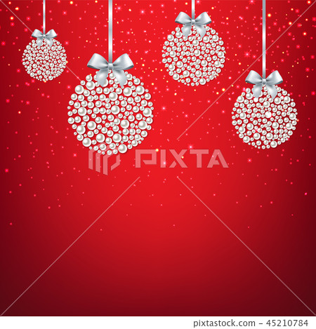Red Xmas Postcard With Balls Red Xmas Postcard With Balls 45210784
