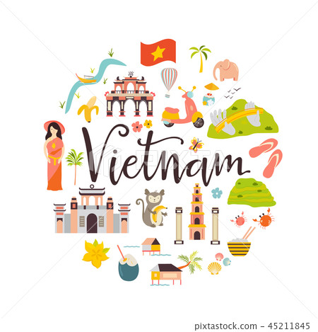 Vietnam cartoon vector banner. Travel illustration 45211845