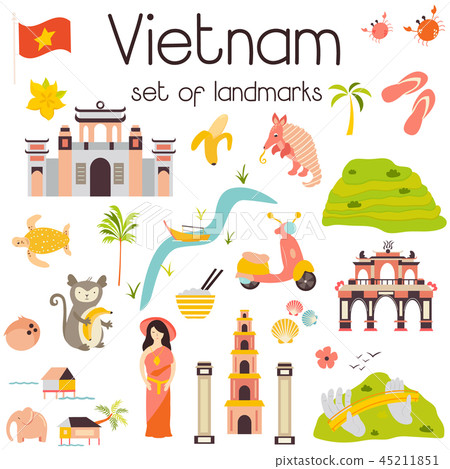 Vietnam Landmarks set Architecture Famous Place 45211851