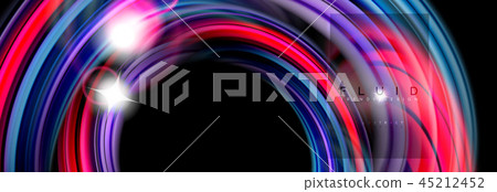 Mixing color waves on black, liquid flowing shapes 45212452