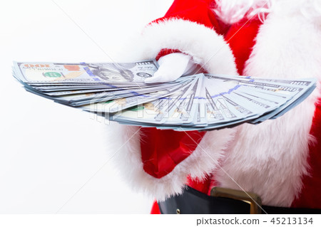 Santa holding US dollar bills Santa holding US dollar bills 45213134