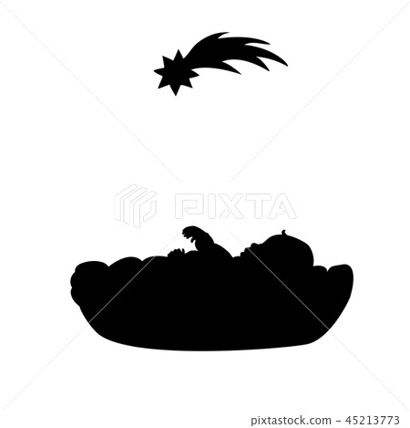 Christmas. Silhouette birth baby. Christmas star 45213773