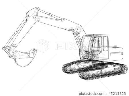 Excavator Drawing Vector Art, Icons, and Graphics for Free Download