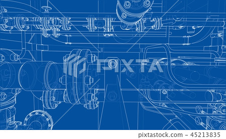 Sketch of industrial equipment. Vector Sketch of industrial equipment. Vector 45213835