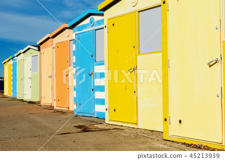 Beach huts, Seaford beach, England 45213939