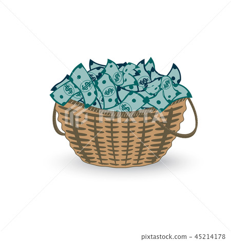 Basket full of money isolated on white 45214178