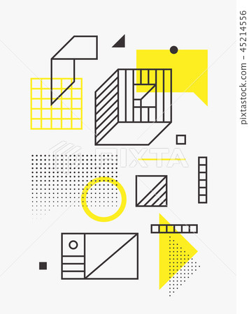 Universal trend poster. Linear geometric shapes set with halftone elements Universal trend poster. Linear geometric shapes set with halftone elements 45214556