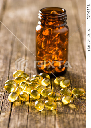 Omega 3 gel capsules. 45214758