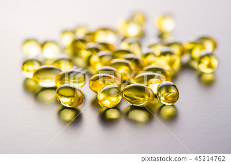 Omega 3 gel capsules. 45214762