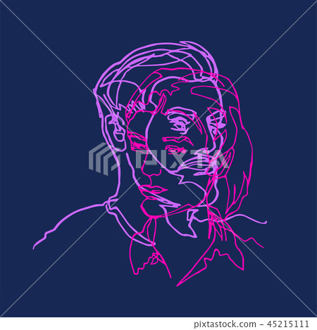 He and she, pair two faces, continuous line 45215111