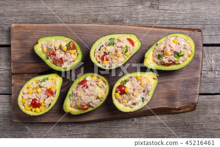 Avocado stuffed with salad 45216461