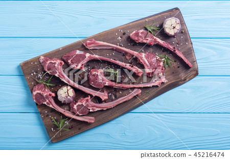 Raw ribs or rack of lamb and ingridient 45216474