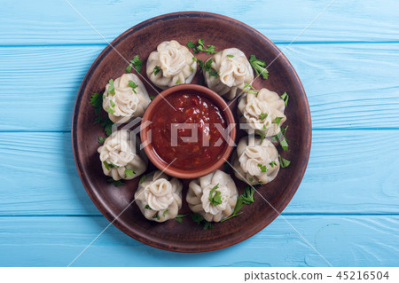 Georgian dumplings khinkali 45216504