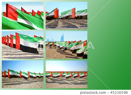 Square collage with waving flags of UAE 45216596
