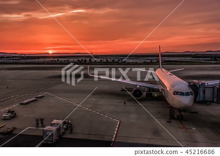Airport sunset and plane 45216686