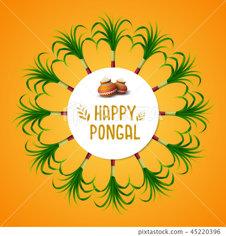 Happy Pongal greeting card on orange background 45220396