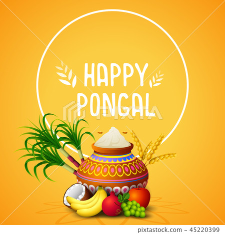 Happy Pongal greeting card on orange background - Stock Illustration  [45220399] - PIXTA