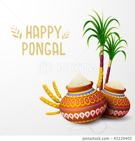 Happy Pongal greeting card on white background - Stock Illustration  [45220403] - PIXTA