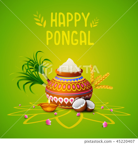 Happy Pongal greeting card on green background - Stock Illustration  [45220407] - PIXTA