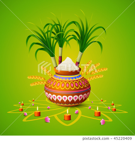 Happy Pongal greeting card on green background - Stock Illustration  [45220409] - PIXTA