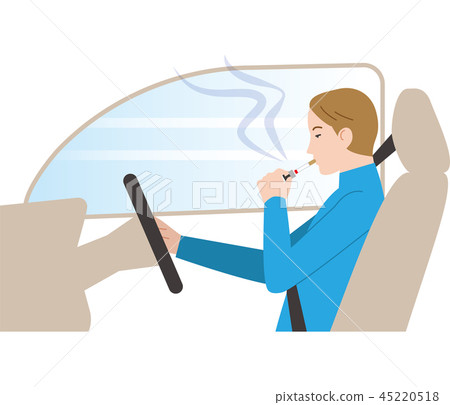 Dangerous driving. Side driving to smoke. 45220518