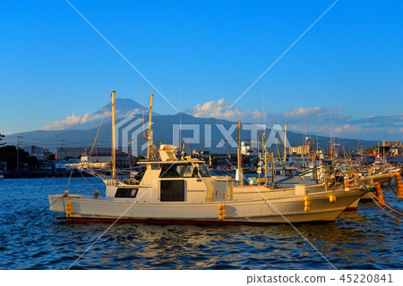 Fishing boat anchored in Numazu Port 45220841