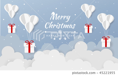 Merry Christmas. Gift Box on the blue sky Merry Christmas. Gift Box on the blue sky 45221955
