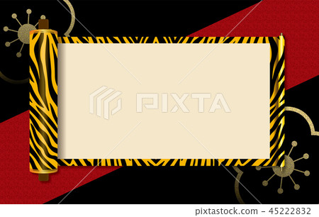 Illustration material: scrolls | Solid color, tiger pattern, background available | Illustration material: scrolls | Solid color, tiger pattern, background available | 45222832