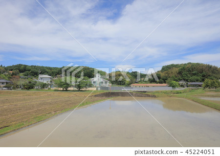 a View through tram window of the country side 45224051