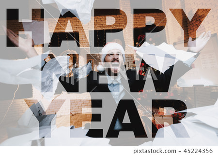 Businessman Works With Documents. New Year's Eve. Businessman Works With Documents. New Year's Eve. 45224356