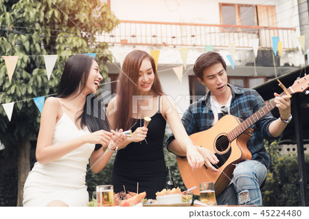 Teenagers are having fun together and celebrate Teenagers are having fun together and celebrate 45224480