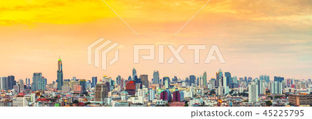Panorama of Bangkok skyline at sunset, Thailand. Panorama of Bangkok skyline at sunset, Thailand. 45225795