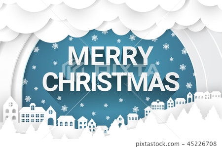 Merry Christmas winter season paper art concept. 45226708