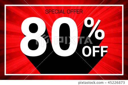 80% OFF Sale White color 3D text on red background 80% OFF Sale White color 3D text on red background 45226873