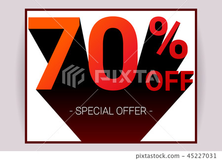 70% OFF Sale Red color 3D text on white background 45227031