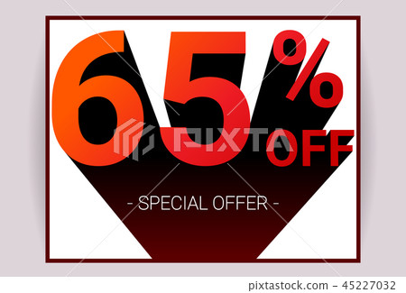 65% OFF Sale Red color 3D text on white background 45227032
