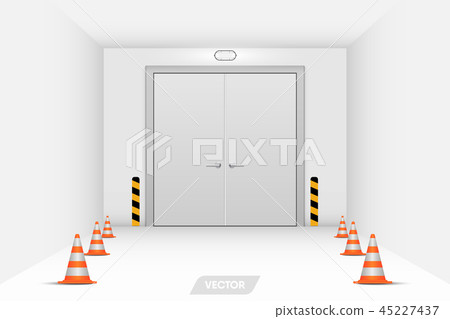 Warehouse workshop and security steel door, Vector Warehouse workshop and security steel door, Vector 45227437