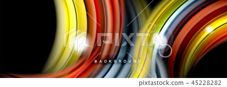 Background abstract design, flowing mixing liquid color waves on black Background abstract design, flowing mixing liquid color waves on black 45228282