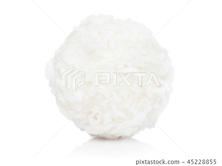 Luxury white chocolate candy with coconut flakes 45228855