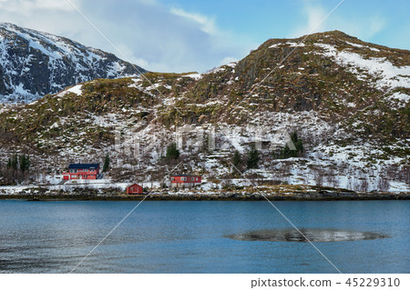 Rd rorbu houses in Norway in winter Rd rorbu houses in Norway in winter 45229310