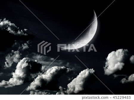 The moon in the night sky 45229483