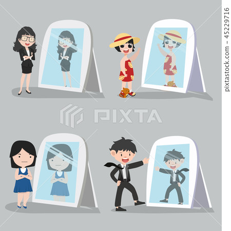 people looking standing in front of the mirror 45229716
