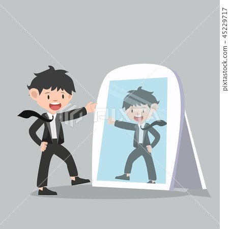 businessman looks at mirror vector businessman looks at mirror vector 45229717