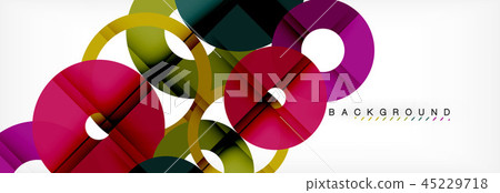 Colorful rings on grey background, modern geometric pattern design. Vector business or technology 45229718